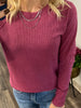 Sonya Long Sleeve Waffle Knit - Berry