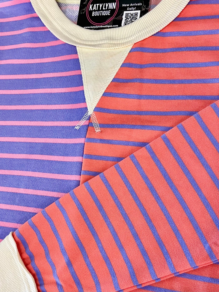 Jade Contrast Striped Crewneck