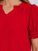 Lexi Smocked Sleeve Blouse - Red