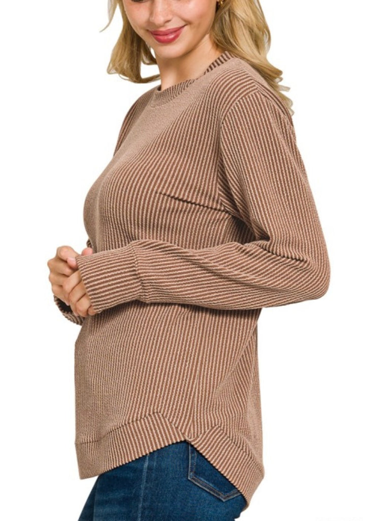 Maddie Ribbed Long Sleeve - Mocha