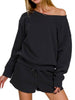 Penelope Crew And Shorts Set - Black