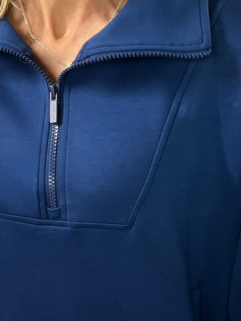 Zoey 1/4 Zip Pullover - Light Navy