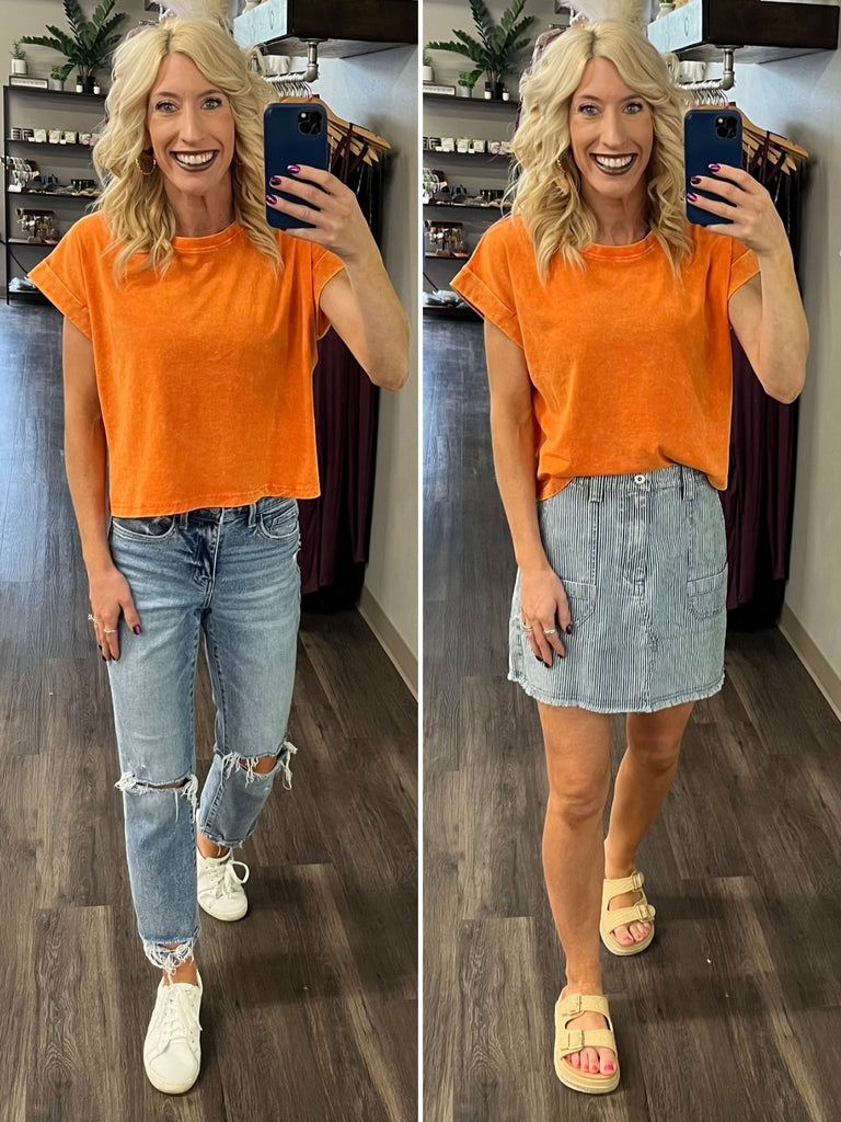 Layla Vintage Short Sleeve - Orange