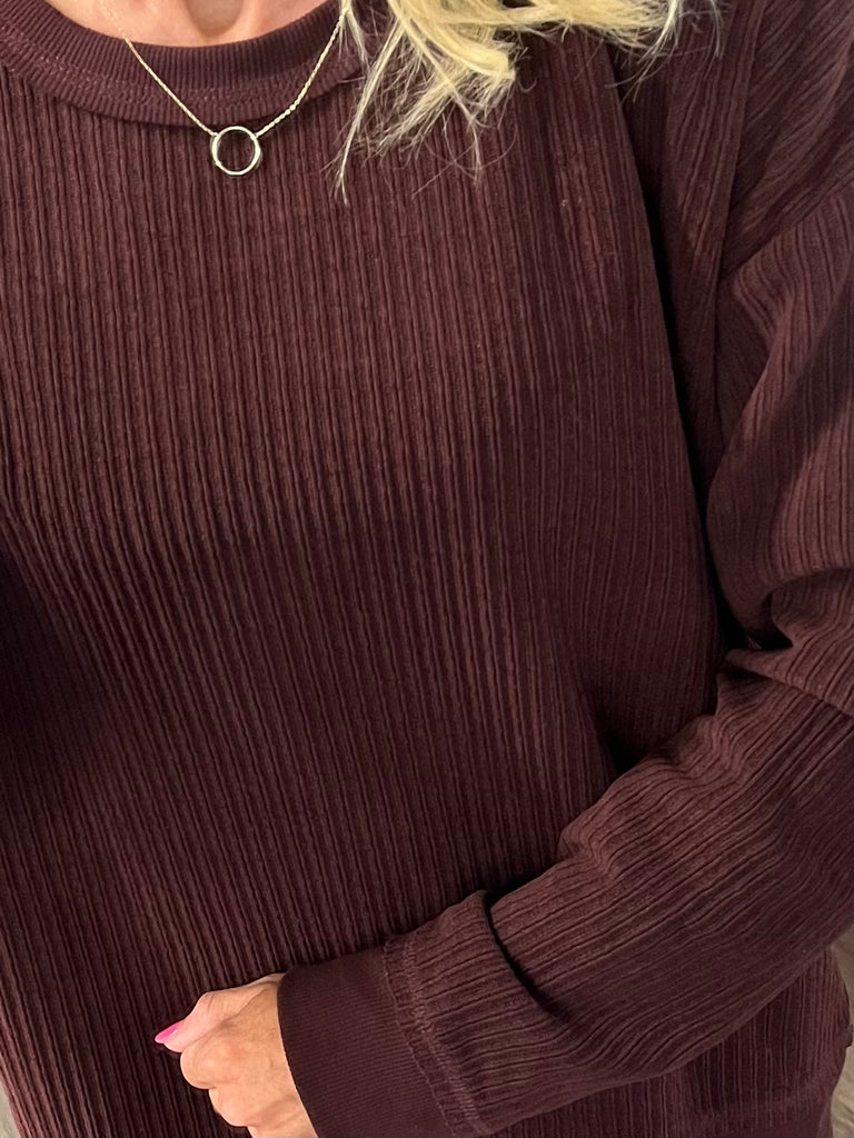 Selma Oversized Crewneck - Deep Burgundy