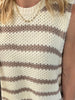 Gina Striped Sweater Tank - Latte