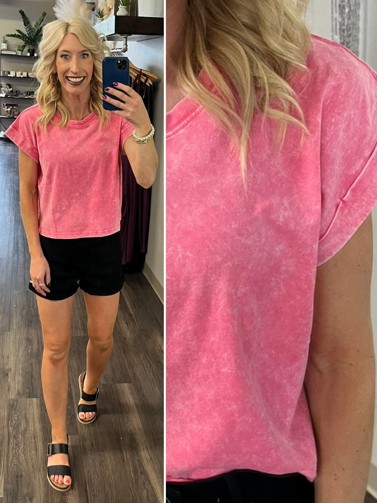 Layla Vintage Short Sleeve - Hot Pink