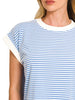 Penny Contrast Striped Loose Tee - Cornflower Blue
