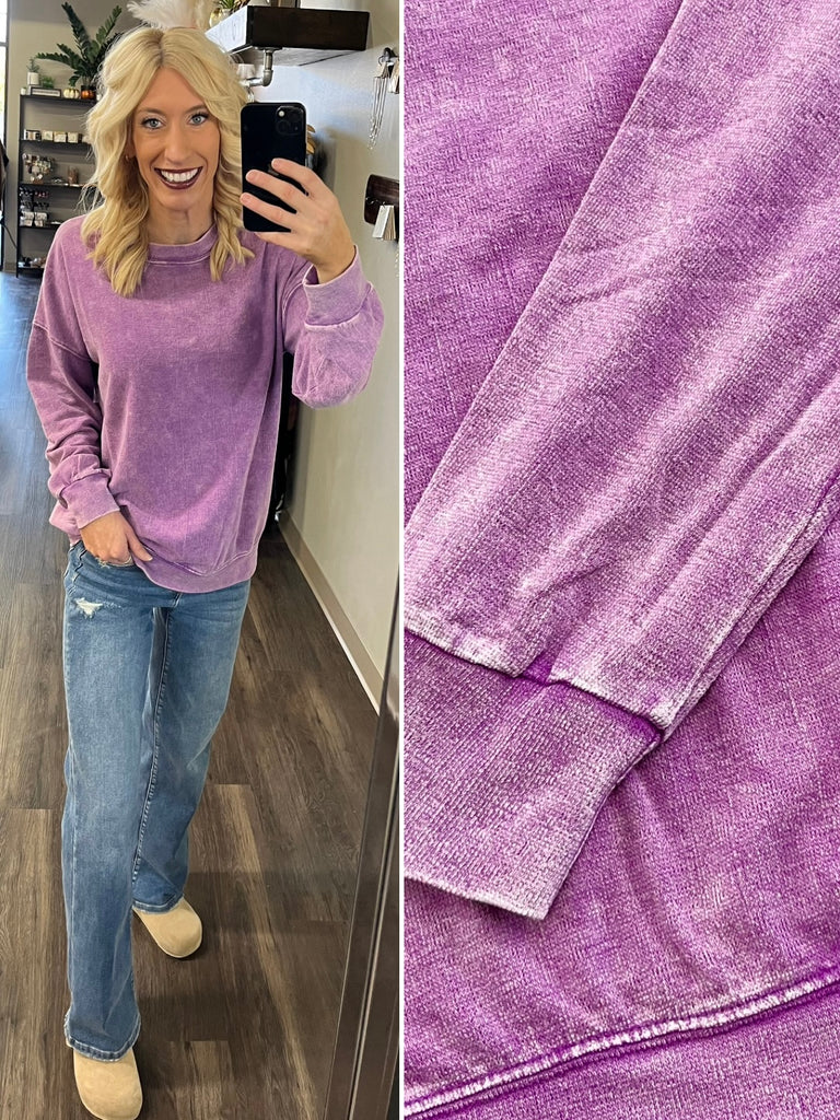 Sadie Mineral Wash Long Sleeve - Violet