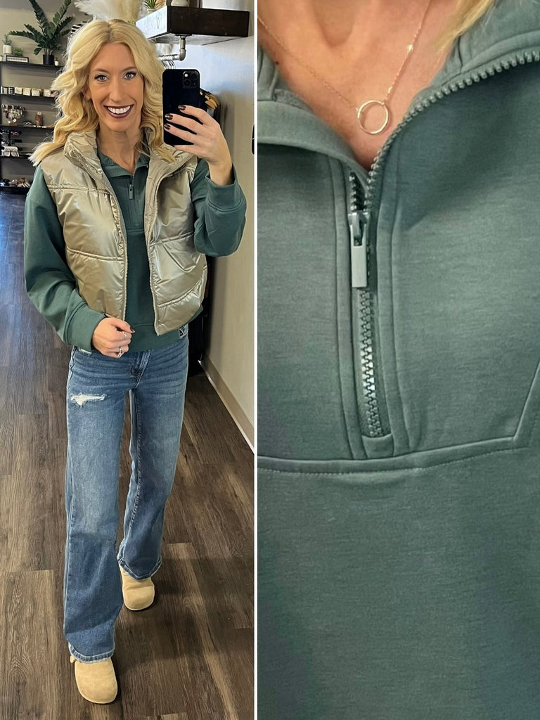 Zoey 1/4 Zip Pullover - Jade