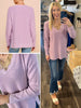 Kristin Soft Waffle V-Neck Sweater - Lilac