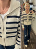 Tina Navy/Taupe Knit Zip-Up