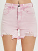 Alexa Light Pink Acid Wash Shorts