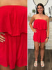Kelly Strapless Romper-Red