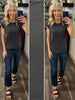 Katrina Ribbed Cap Sleeve Top - Charcoal