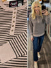 Raya Striped Waffle Crewneck - Taupe/Olive