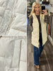 Janessa Long Puffer Vest with Hood - Ivory