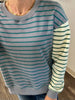Tami Mixed Stripe Crewneck - Slate