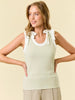 Lexi Contrast Tied Bow Tank - Pistachio