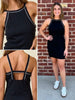 Everlee Halter Dress Black with White Piping