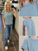 Hallie Ribbed TShirt - Denim