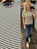 Taryn Striped Short Sleeve Sweater - Latte/Black