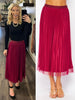 Gracie Pleated Shimmer Skirt - Raspberry