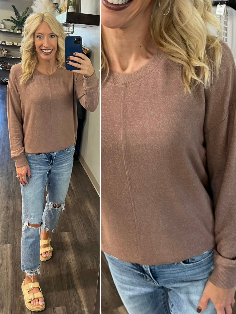 Diane So-Soft Center-Seam Sweater - Mocha