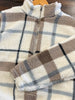 Clare Sherpa Plaid Pullover - Cream/Blue