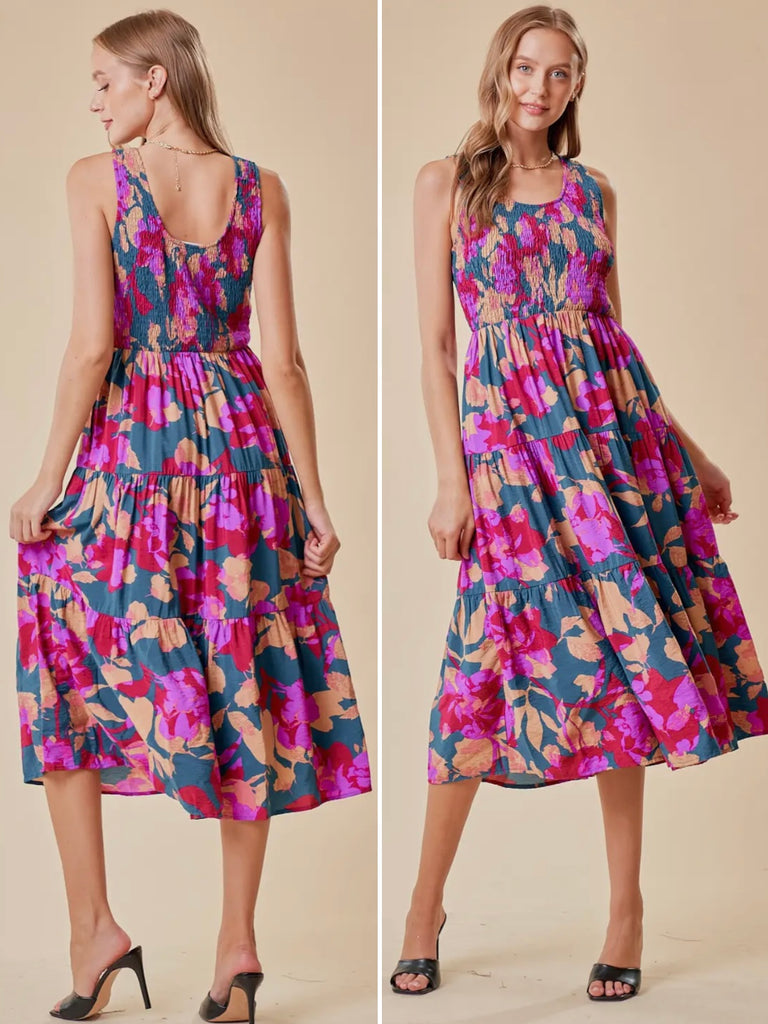 Sydney Smocked Tiered Midi Dress