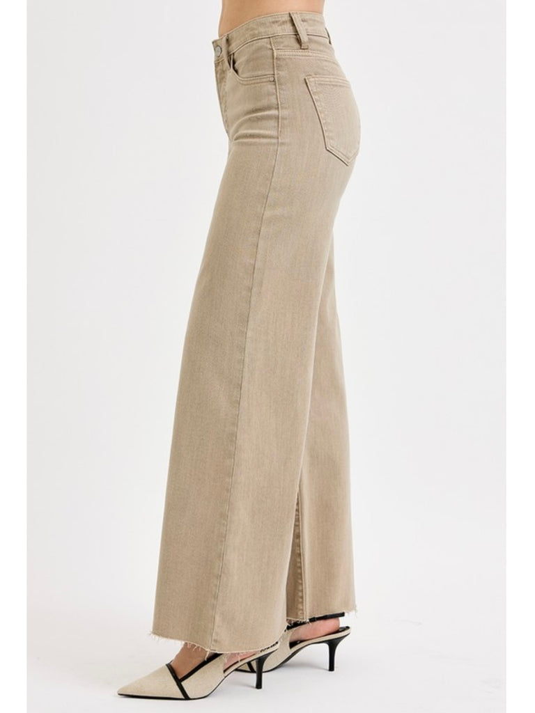 Brenna High-Rise Wide Leg Denim - Latte Shimmer