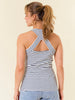 Angie Back-Cut Striped Tank - Navy