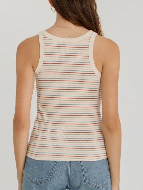 Clarissa Striped Tank - Red Multi