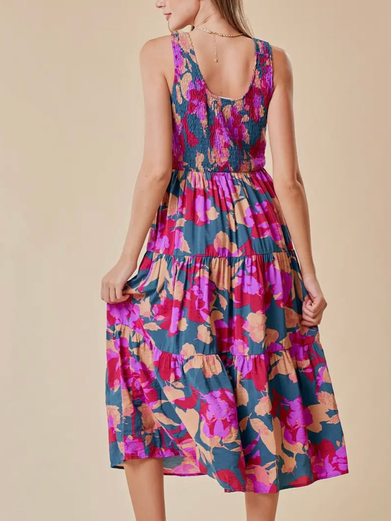 Sydney Smocked Tiered Midi Dress
