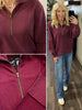 Lindsey Ribbed Accent 1/4 Zip - Maroon
