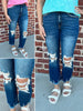 Mallory Distressed Kick - Crop Denim
