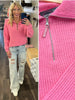 Rose Plush Zip Sweater - Bubble Gum