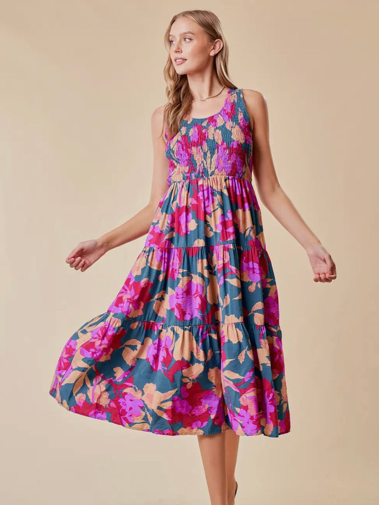 Sydney Smocked Tiered Midi Dress