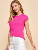 Katrina Ribbed Cap Sleeve Top - Dark Pink