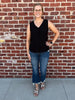 Sadie Ruffle V-Neck - Black
