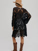 Kallie Crochet Bell Sleeve Cardi - Black