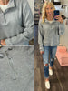 Veronica Ribbed 1/4 Zip With Pockets - Grey