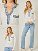 Tess Denim Trimmed Henley