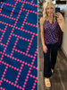 Poppy V-Neck Tank - Navy/Pink