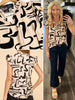Cassi Ruffled Blouse Tan/Black