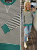 Everlee Black/White Striped Crewneck