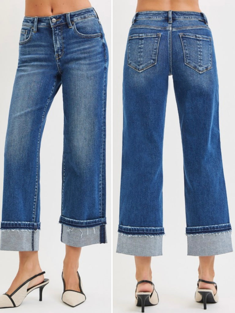 Morgan Mid-Rise Straight Denim with Release Cuff