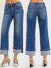 Morgan Mid-Rise Straight Denim with Release Cuff