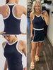 Ava Butter-Soft Contrast Tank-  Navy