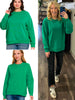 Riley Ribbed Accent Pullover - Kelly Green