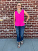 Sadie Ruffle V-Neck - Bright Pink